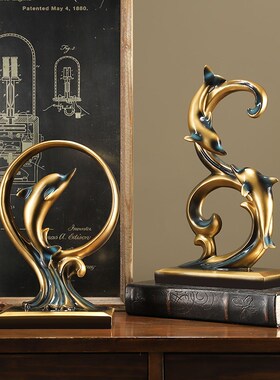 速发海豚摆件简客厅摆件高端装气上档次办公室酒大柜子柜饰工艺品