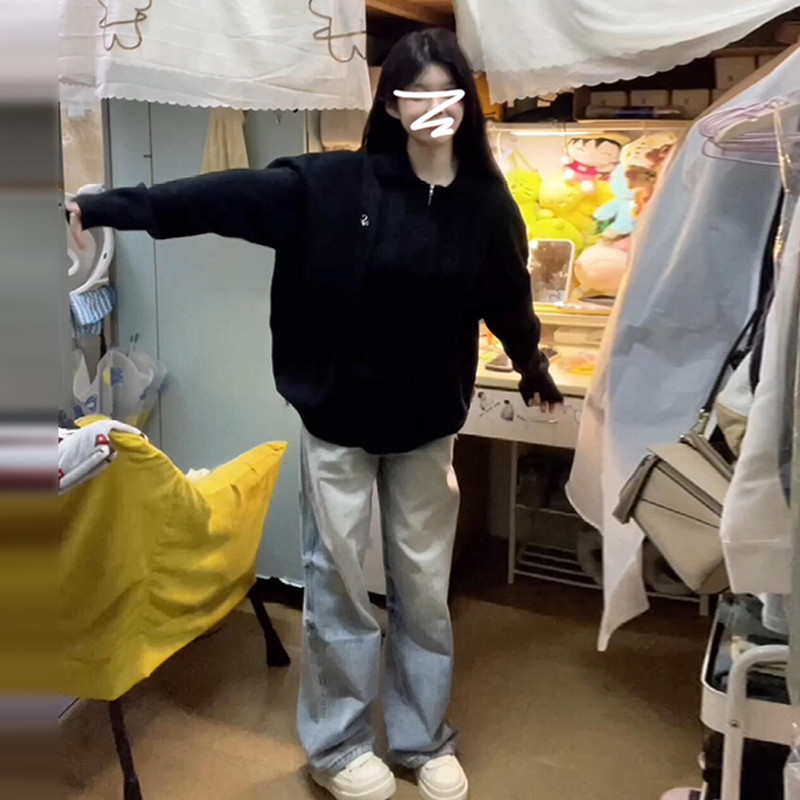 速发黑色针衣外套秋冬季2024新款爆款软糯懒慵风毛织开衫高级感上