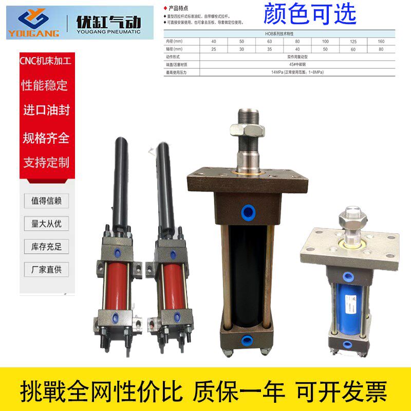 速发HOB重型液压缸活塞缸升降复动双出可调冲压缸一进一出拉杆100