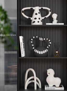 速发意式极简风陶瓷花瓶摆件高级感客厅家关样板间装饰品玄居摆设