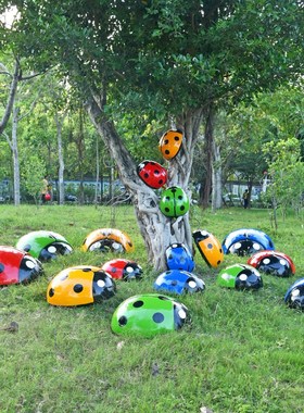 速发玻摆钢七星瓢虫雕园户外公塑林庭院景观草坪装饰品璃件