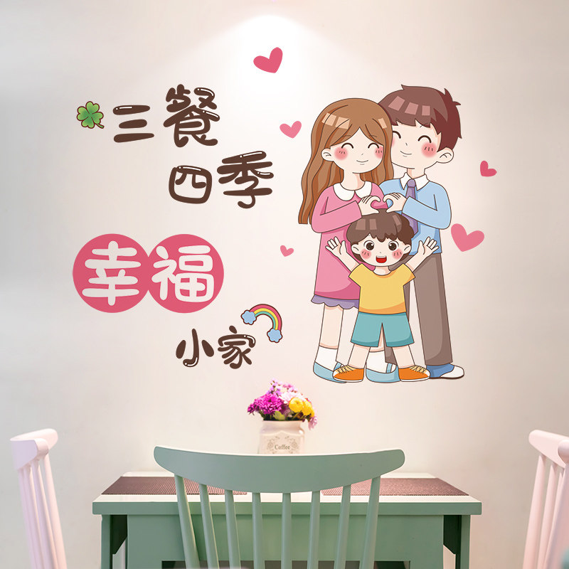 速发创意餐厅客厅厨房墙面装饰器丑神贴温馨贴纸墙遮画墙纸墙壁纸