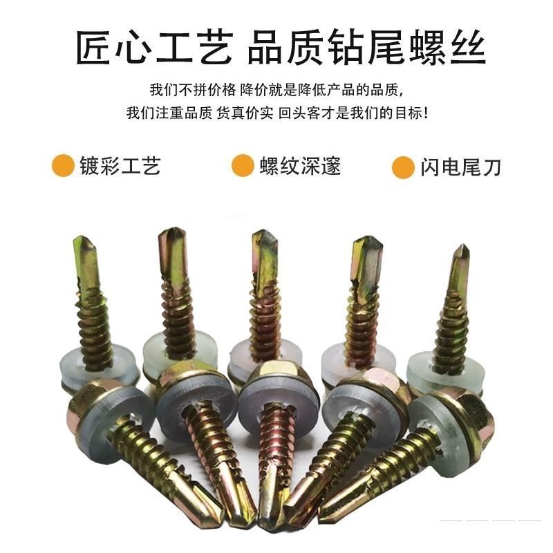速发钉子钻钻尾自攻螺丝钉燕尾外六y角丝镀锌尾加长钻自套头螺钉