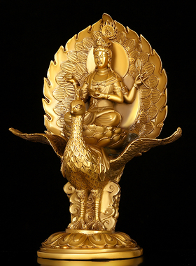 速发孔雀明王摆件纯像佛母金刚不动多罗菩铜萨铜客厅装饰家居佛像