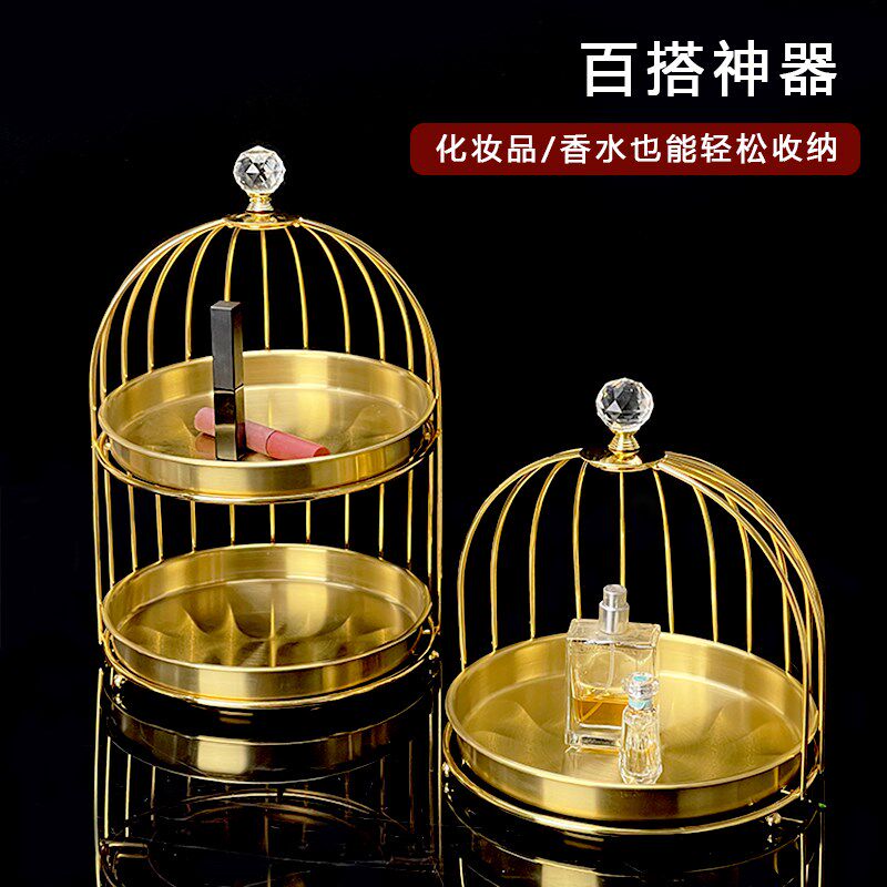 速发创意鸟笼架烤肉店盘子收纳架简约轻奢下午茶果盘点心示点展糕