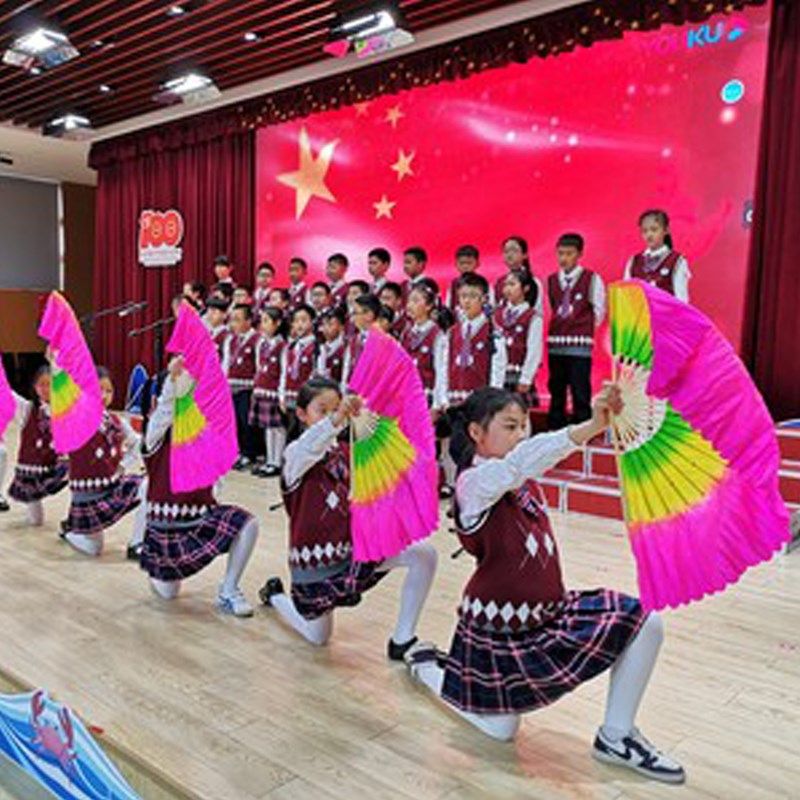 速发舞蹈扇子儿童小号跳舞面双扇阵场舞幼儿园运动会入场方广道具