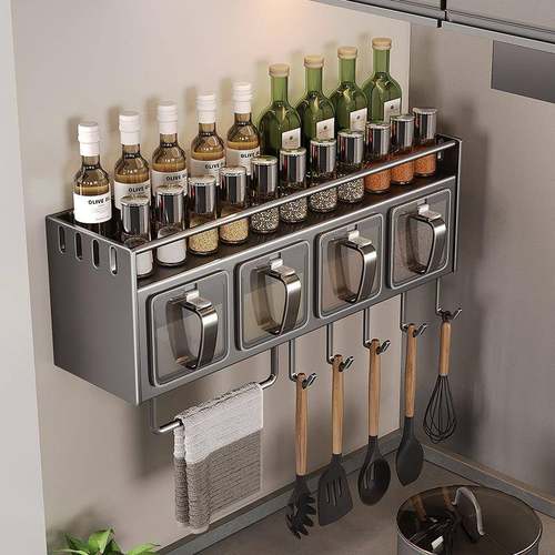 厨房调料盒调料置物架免打孔壁挂多功能调味品罐收纳组合套装家用