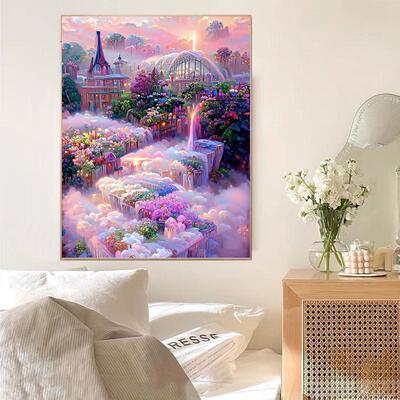 梦幻风景钻石画2025新款5d满钻客厅卧室仙境城堡手工点贴钻十字绣