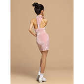 春季 女童拉丁艺考舞服高级粉色高领分体蕾丝高级感训练服演出 新款