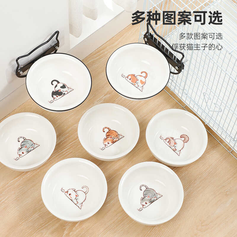 小型犬宠物猫咪猫碗陶瓷碗悬挂式