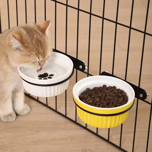 宠物碗陶瓷宠物碗悬挂式宠物碗酷彩宠物碗猫碗猫食盆兔子碗小型犬