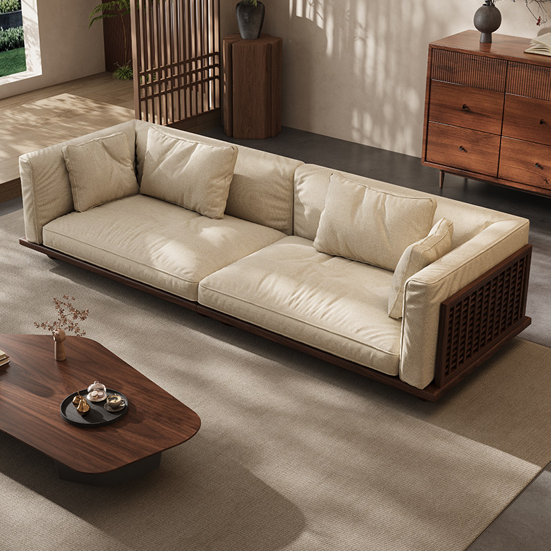 黑胡桃实木沙发宋代美学新中式棉麻直排客厅2025新款大小户型宋式