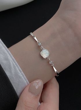 一贝子贝壳999纯银手链女生手镯2022年新款手饰品七夕礼物送女友