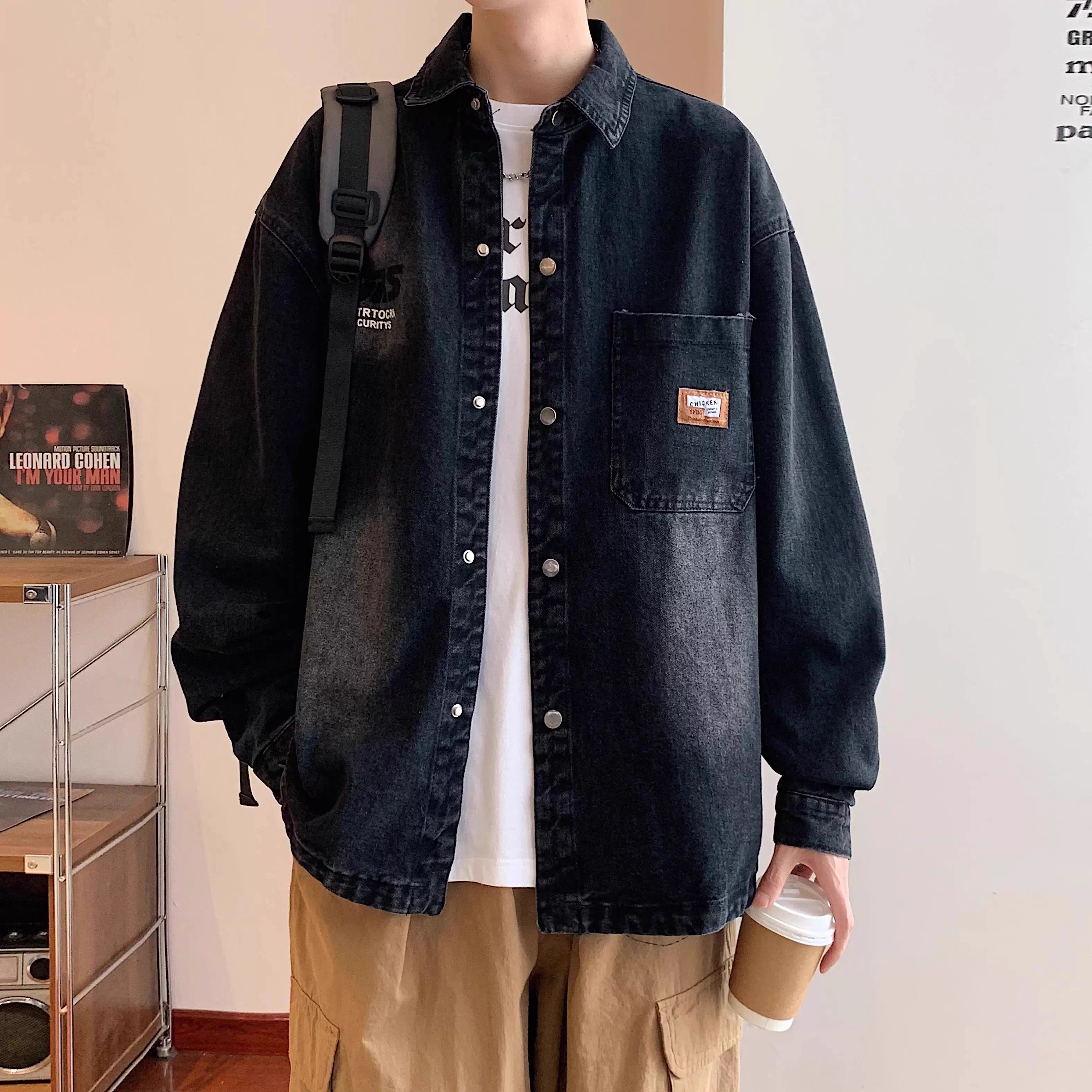 秋冬季水洗牛仔衬衫男青少年潮牌