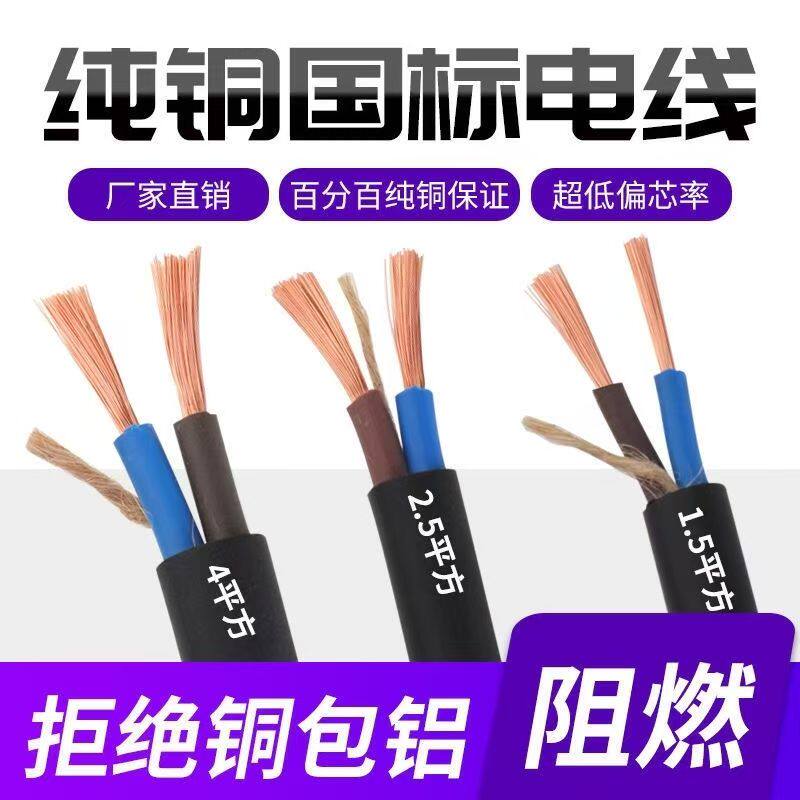 铜芯电缆线防水防冻2芯3芯1.5/2.5/4/6平方护套线RVV户外防晒线