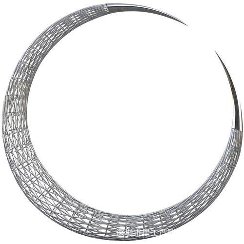 不锈钢镂空月牙雕塑地产小区售楼处门庭水景景观发光圆环月亮雕塑