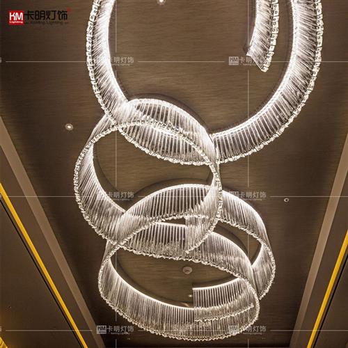 售楼部样板房别墅客厅书法飘带水晶吊灯酒店会议室异形工程灯
