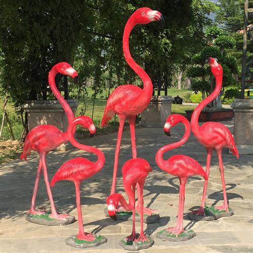 庆开业橱窗道具装饰摆花园工艺品户外园林仿真火烈鸟玻璃钢雕塑