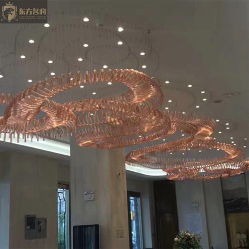 异形酒店售楼部非标工程吊灯LED造型设计酒店水晶吊灯