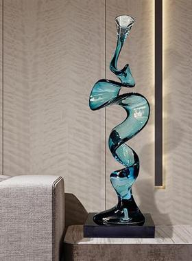 现代轻奢抽象摆件客厅玄关家居软装饰工艺术品透明树脂高级感雕塑