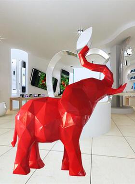 玻璃钢切面大象摆件抽象动物几何造型雕塑公园林商场迎宾门口装饰