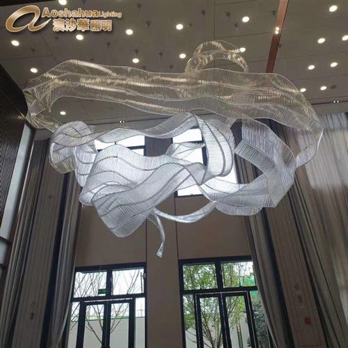 酒店工程水晶飘带灯水晶个性创意大厅吊灯具水晶飘带大吊灯