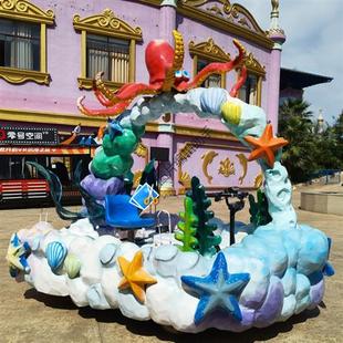 厂家直销大型巡游花车彩船户外载人表演节日庆典玻璃钢LED发光