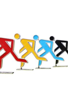 户外玻璃钢剪影人运动雕塑自行车跑步人物社区街道学校跑道大摆件