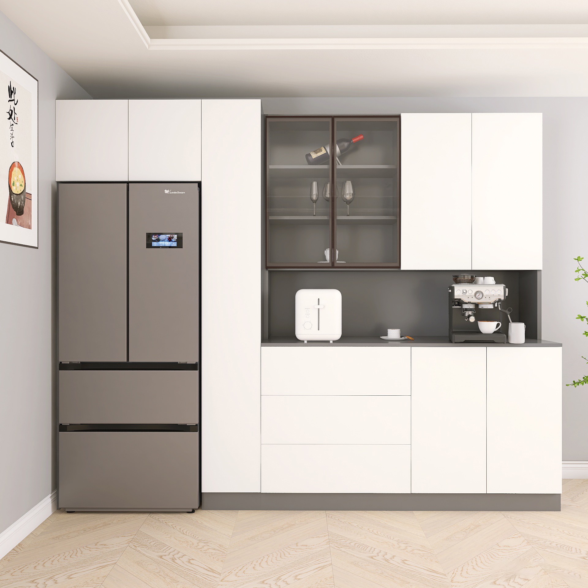 嵌入式冰箱柜一体靠墙多功能酒柜餐边高储物柜现代简约小户型定制