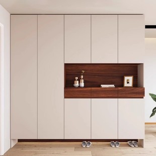 实木玄关柜高柜靠墙一体现代简约定制鞋柜多层板家用大容量储物柜