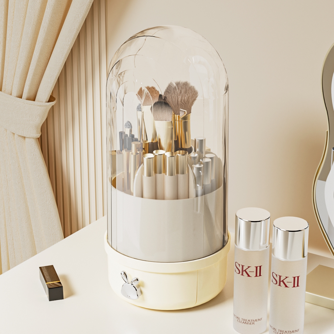 化妆刷收纳筒旋转防尘梳妆台