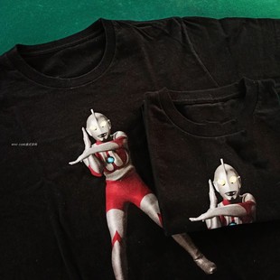 Ultraman shortsleeves anime cartoon奥特曼短袖T恤水洗复古做旧