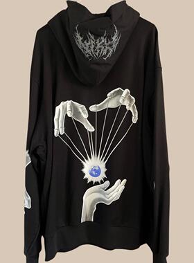 Insane Nika wear hands Sweatshirt rare look复古叠穿连帽卫衣