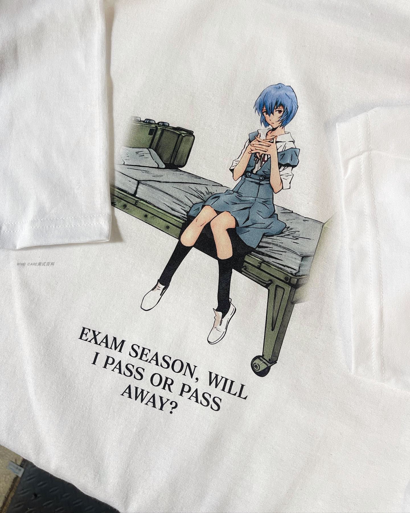 EVA Spray paint tee Ayanami Rei Manga短袖T恤套头落肩绫波丽