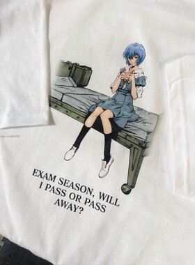 EVA Spray paint tee Ayanami Rei Manga短袖T恤套头落肩绫波丽