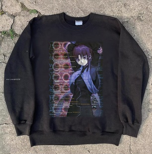 WHO CARE复古大百科日系二次元铃音系列圆领卫衣 高街设计vintage