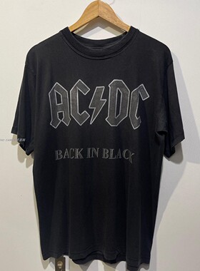 WHO CARE复古大百科ACDC乐队简约高街宽松古着短袖T恤oversized潮