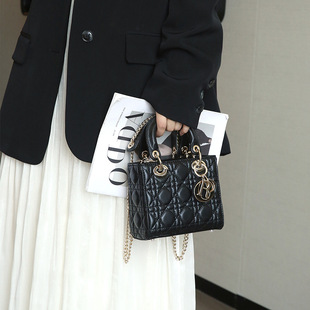 羊纹真皮羊皮戴妃包女2026新款潮时尚单肩斜挎链条包高级感手提包
