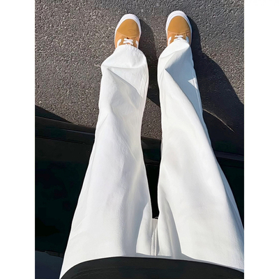 cleanfit美式高街白色牛仔裤男