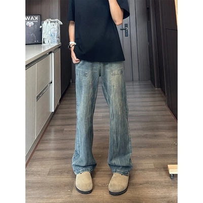 cleanfit蓝色美式复古牛仔裤男款