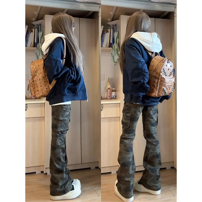 美式高街vibe迷彩牛仔裤男款