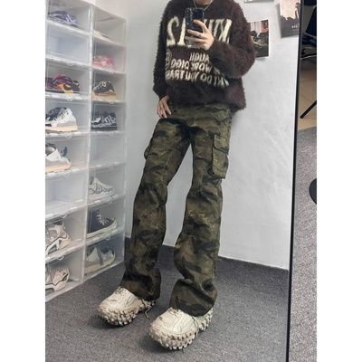 美式复古迷彩牛仔裤男款
