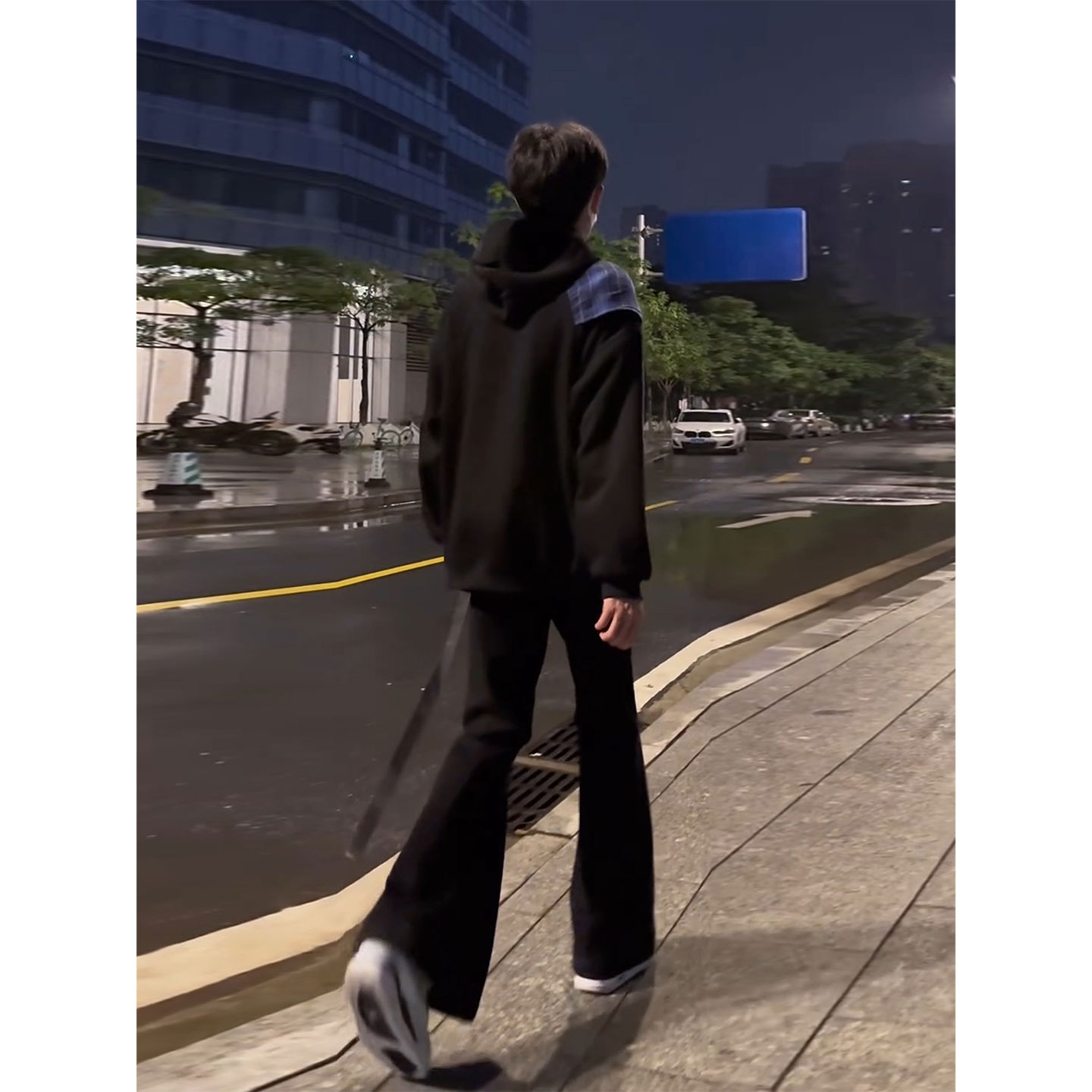 美式高街飘带vibe黑色牛仔裤男