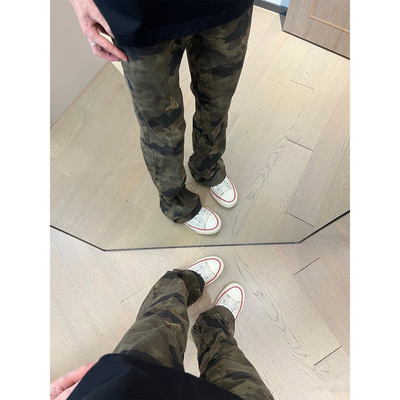 美式高街迷彩牛仔裤男女