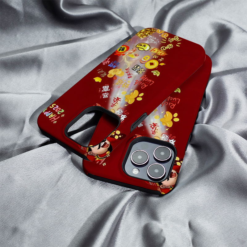 财神到发财iphone16Promax手机壳13适用苹果15plus保护套菲林硬壳12mini二合一XS/XR高级11防摔7/8/SE2全包14