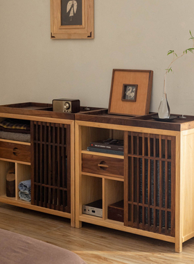 岩璞实木卧室收纳柜简约储物柜新款高颜值床头柜床头侧边置物柜