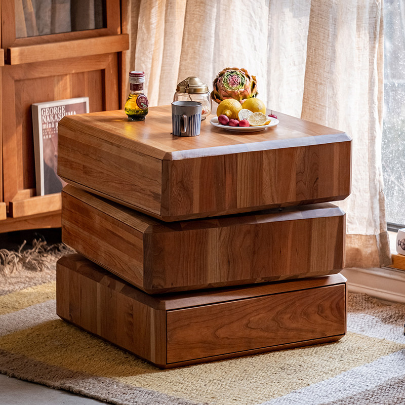 岩璞实木抽屉盒桌面收纳储物盒