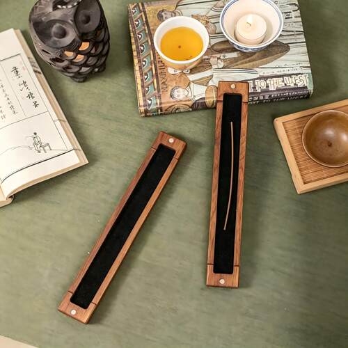 黑胡桃木禅意线香盒家用桌面