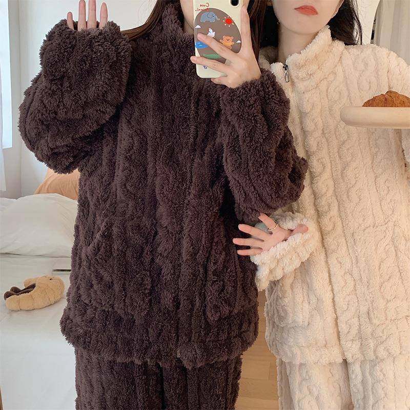 睡衣女款冬季珊瑚绒加厚加绒拉链秋冬法兰绒可外穿冬款家居服套装,女士内衣/男士内衣/家居服,睡袍/浴袍,淘宝优惠券,粉丝福利购,淘宝优惠卷