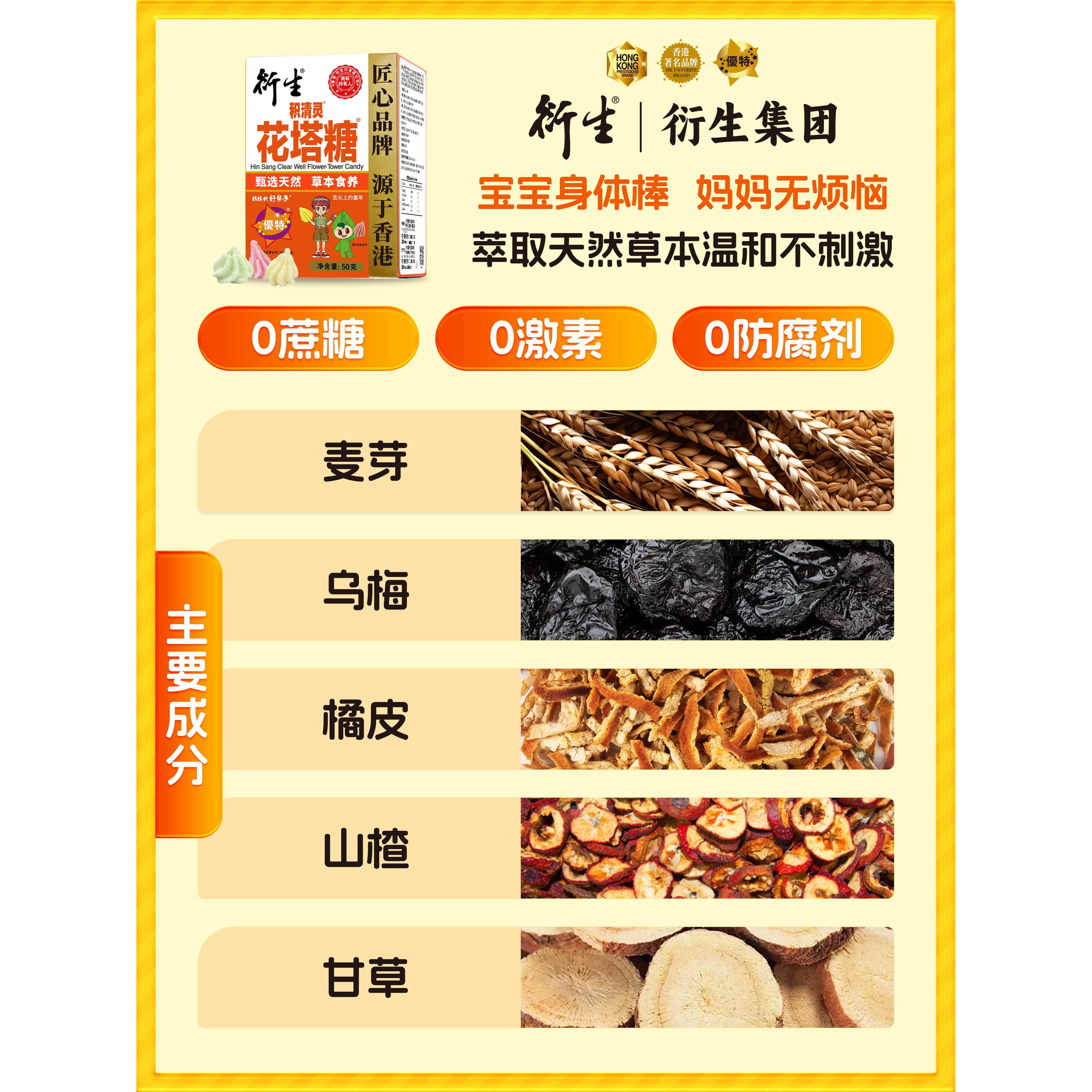衍生清灵花塔K糖虫虫1g*50粒口含锭糖果山楂甘草 香HSC003-3积港O图片